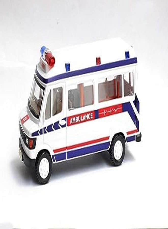 BIGfun TOYS Ambulance Toy with Openable Tail Gate Detachable Stretcher Oxygen Cylinder Pull Back Action (Color - White) j - Image 3
